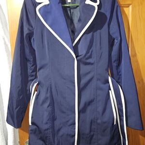Banana Republic Navy Trench Coat with White Accents